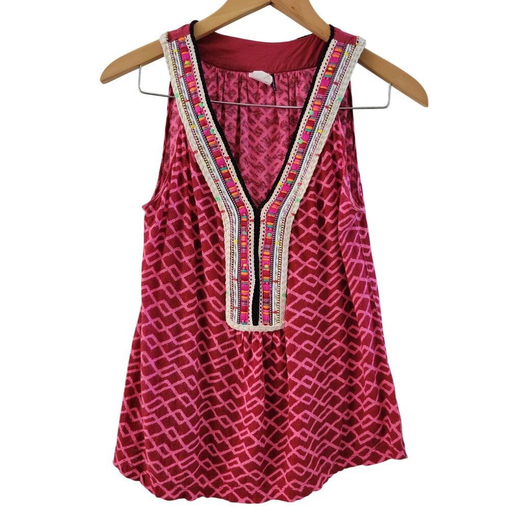 Anthropologie Akemi & Kin Pink Sleeve Linen blend Tank top size Medium boho